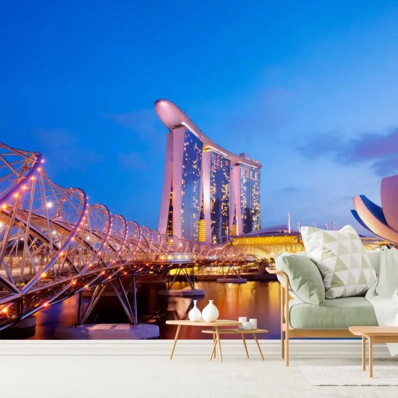 Wall mural Marina Bay cityscape at dusk