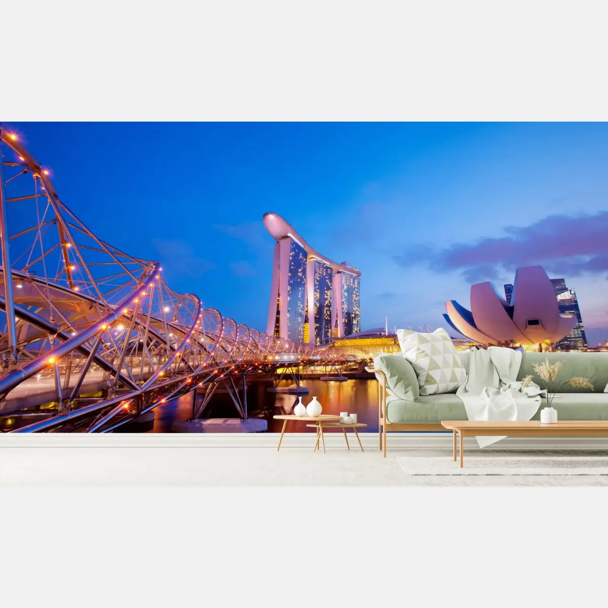 Wall mural Marina Bay cityscape at dusk • Wallissimo®