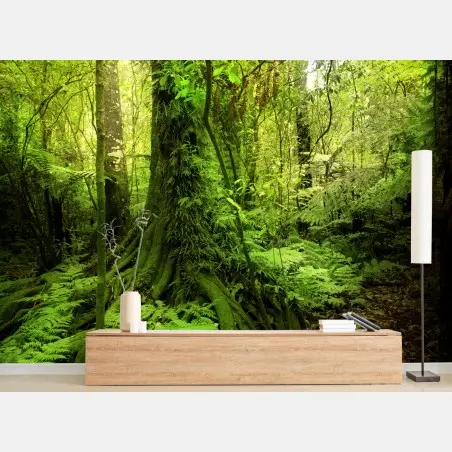 Wall mural lush tropical jungle greenery • Wallissimo®