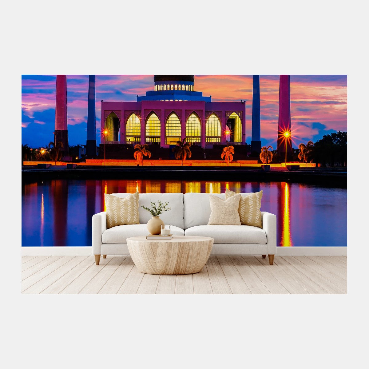 Wall mural sunset at Central Mosque, Songkhla • Wallissimo®