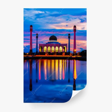 Wall mural sunset at Central Mosque, Songkhla • Wallissimo®