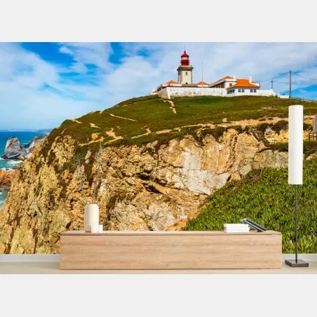 Wall mural lighthouse on the cliffs of Cabo da Roca • Wallissimo®