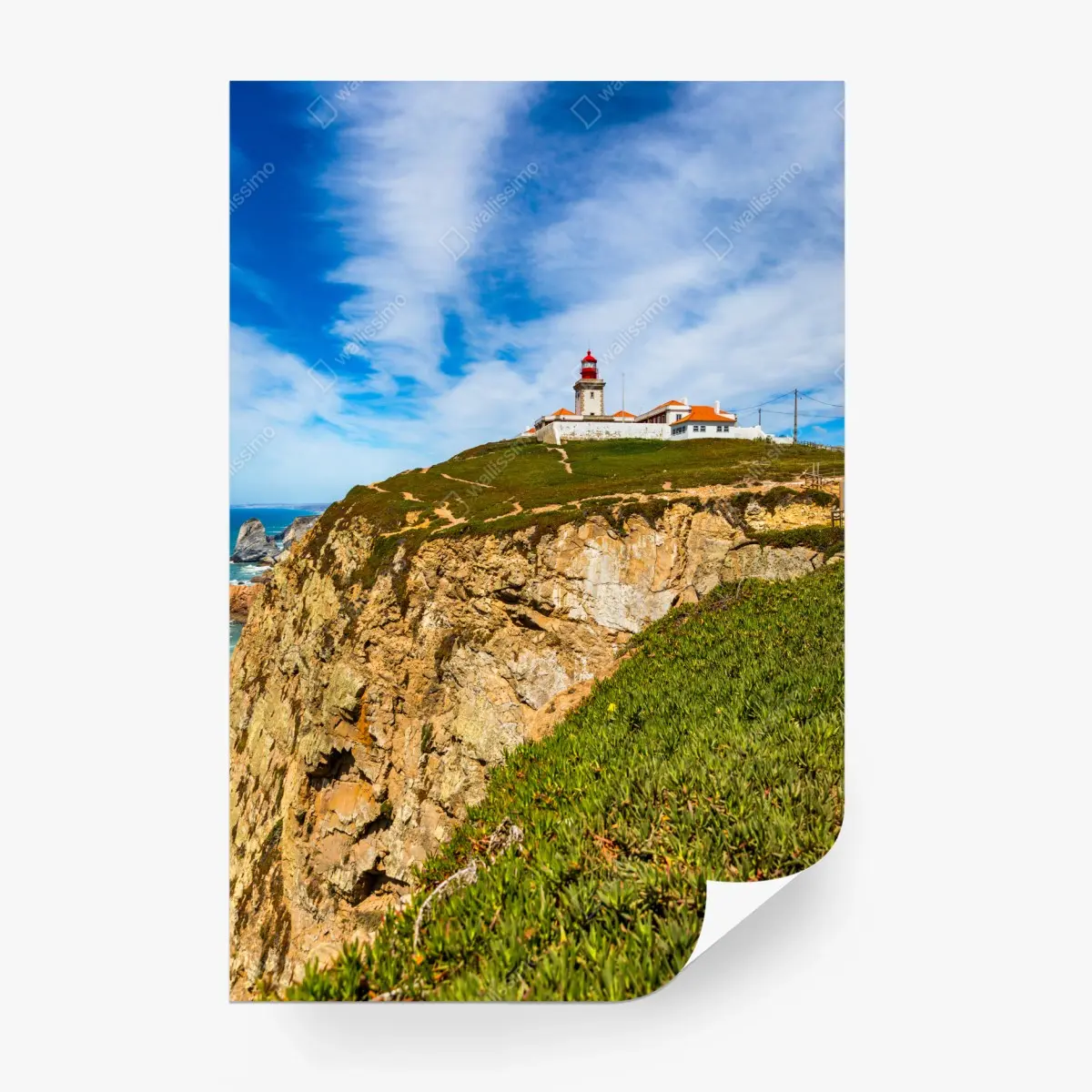 Wall mural lighthouse on the cliffs of Cabo da Roca • Wallissimo®