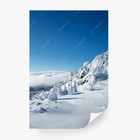 Wall mural serene snowy mountain landscape • Wallissimo®