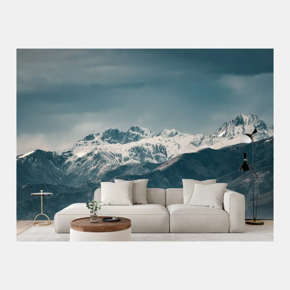 Wall mural desert dunes beneath snowy peaks • Wallissimo®