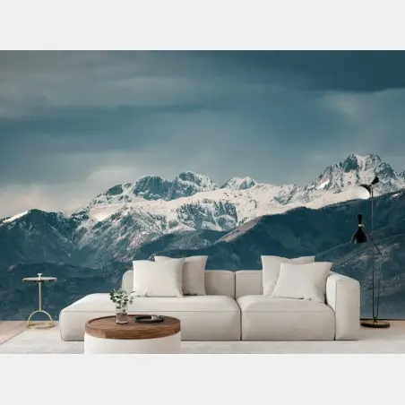 Wall mural desert dunes beneath snowy peaks • Wallissimo®