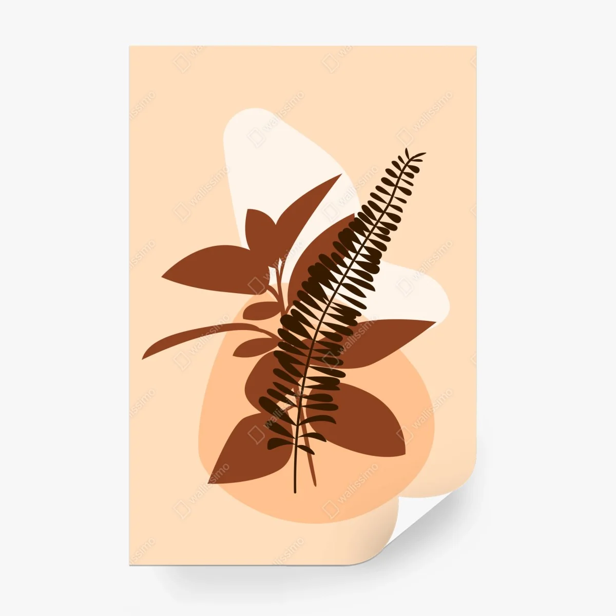 Wall mural earthy abstract botanical leaves • Wallissimo® Wall mural earthy abstract botanical leaves • Wallissimo®