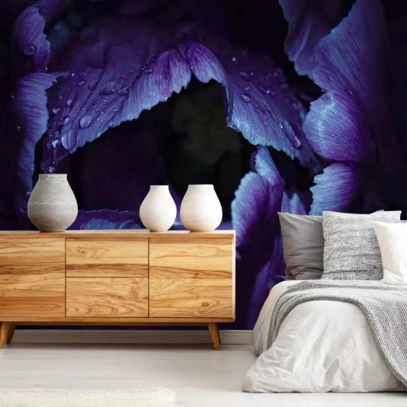 Wall mural purple tulip in ultraviolet glow