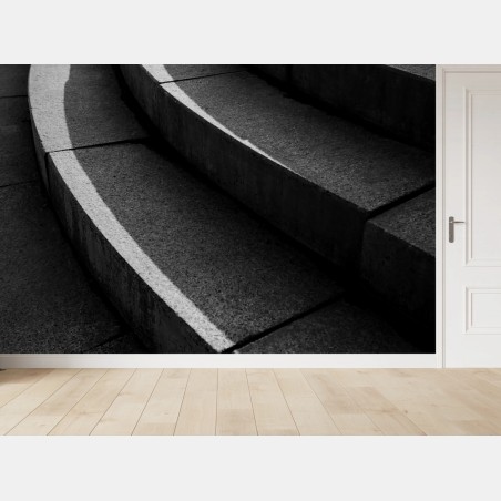 Wall mural curved concrete staircase in shadow • Wallissimo®