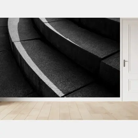 Wall mural curved concrete staircase in shadow • Wallissimo®