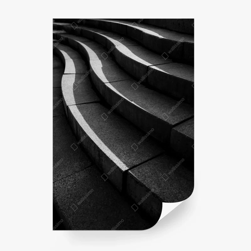 Wall mural curved concrete staircase in shadow