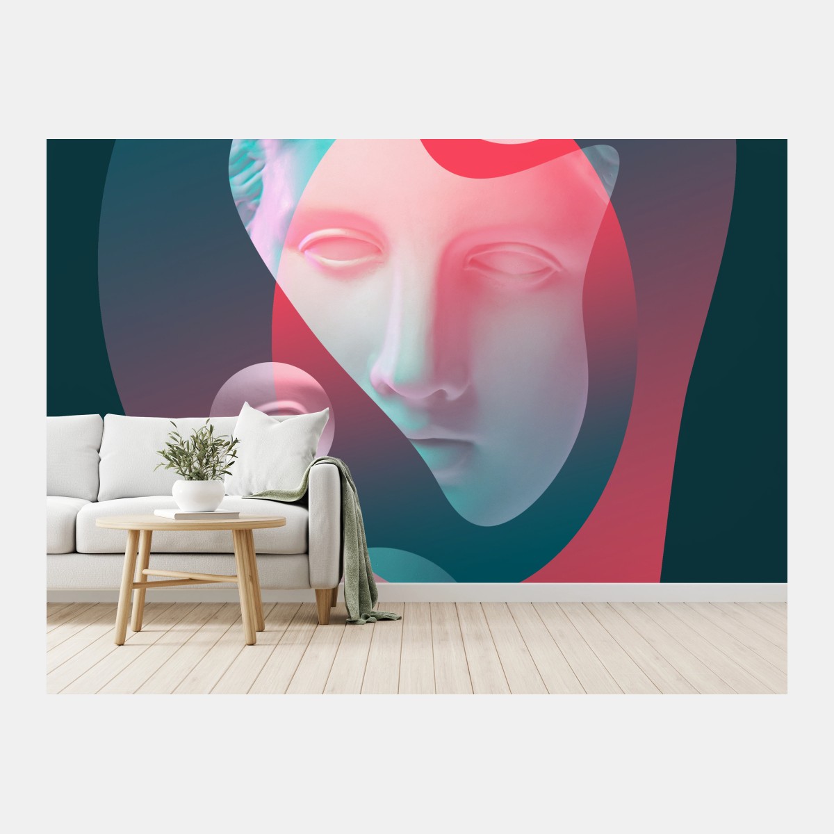 Wall mural surreal classical face in duotone • Wallissimo®