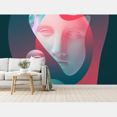 Wall mural surreal classical face in duotone • Wallissimo®