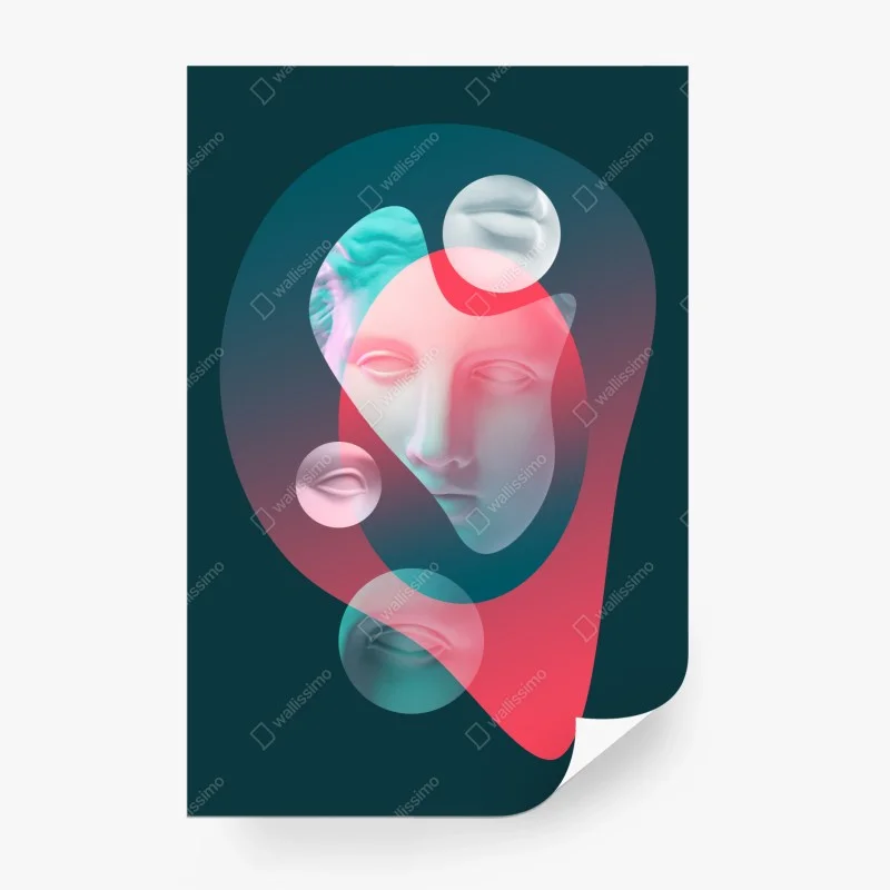 Wall mural surreal classical face in duotone