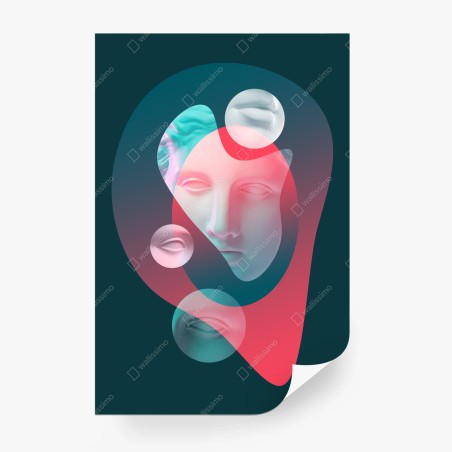 Wall mural surreal classical face in duotone • Wallissimo®
