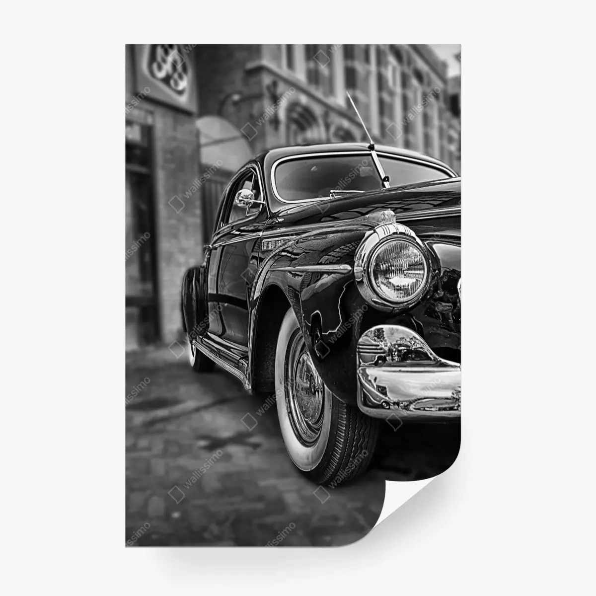 Wall mural vintage classic car on cobblestone street ⁕ Wallissimo® Wall mural vintage classic car on cobblestone street ⁕ Wallissimo®
