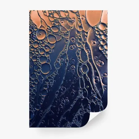 Wall mural blue and gold abstract bubbles • Wallissimo®