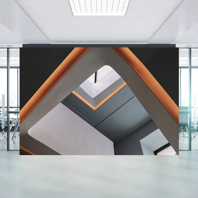 Wall mural minimal geometric architectural interior with skylight