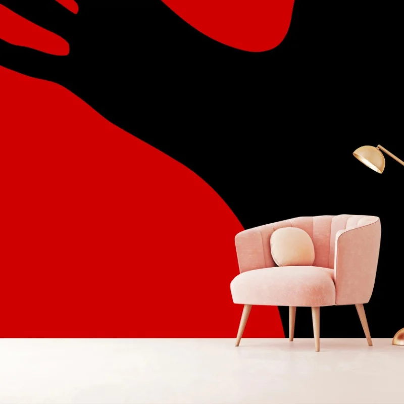 Wall mural bold red silhouette embrace