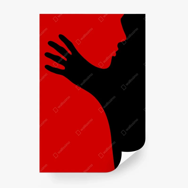 Wall mural bold red silhouette embrace