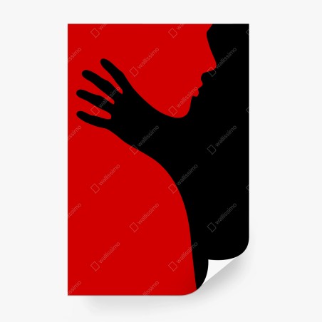 Wall mural bold red silhouette embrace • Wallissimo®