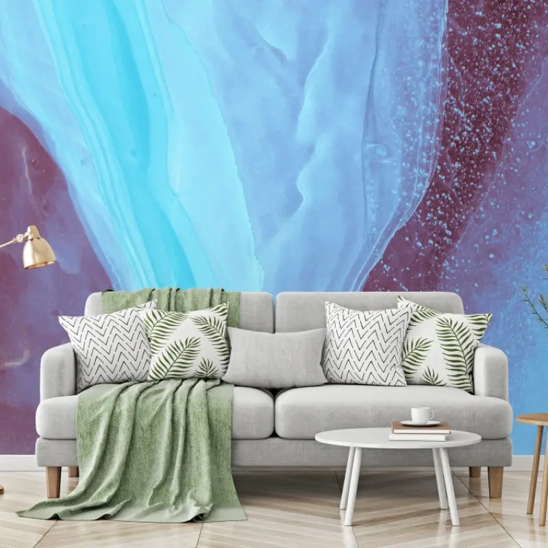 Wall mural ethereal turquoise and pink marble abstract