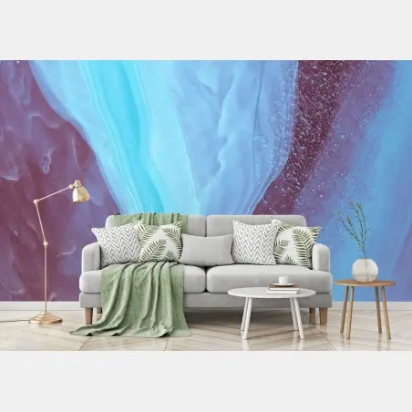 Wall mural ethereal turquoise and pink marble abstract • Wallissimo®