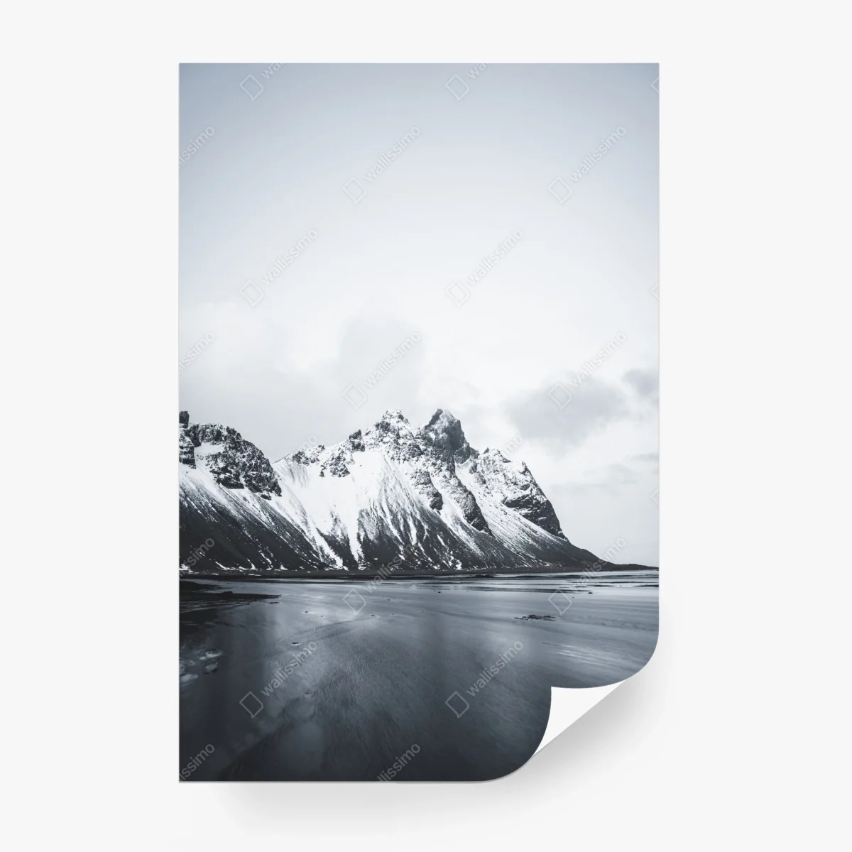 Wall mural serene snow-capped mountain seascape • Wallissimo® Wall mural serene snow-capped mountain seascape • Wallissimo®