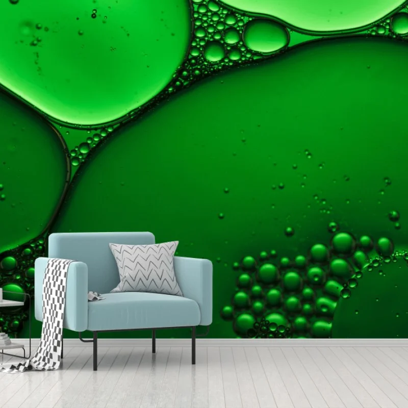Wall mural green bubbles abstract composition • Wallissimo®