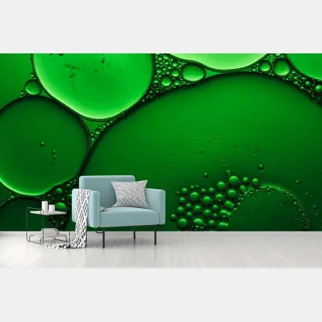 Wall mural green bubbles abstract composition • Wallissimo®