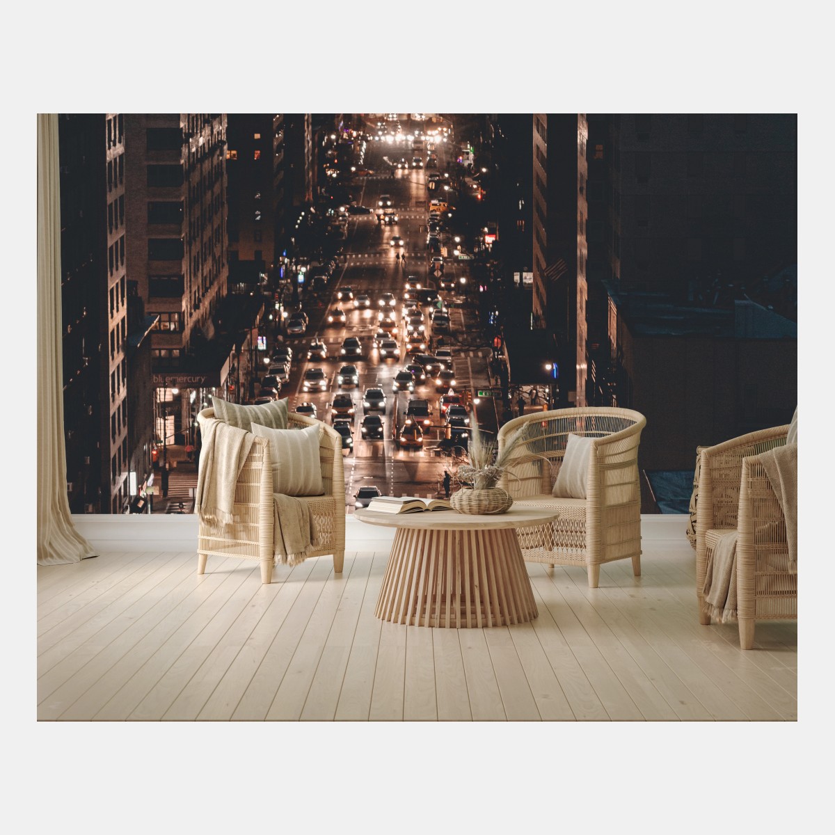 Wall mural Manhattan nighttime avenue • Wallissimo®