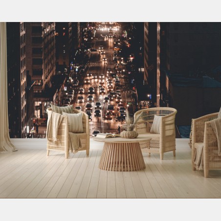 Wall mural Manhattan nighttime avenue • Wallissimo®