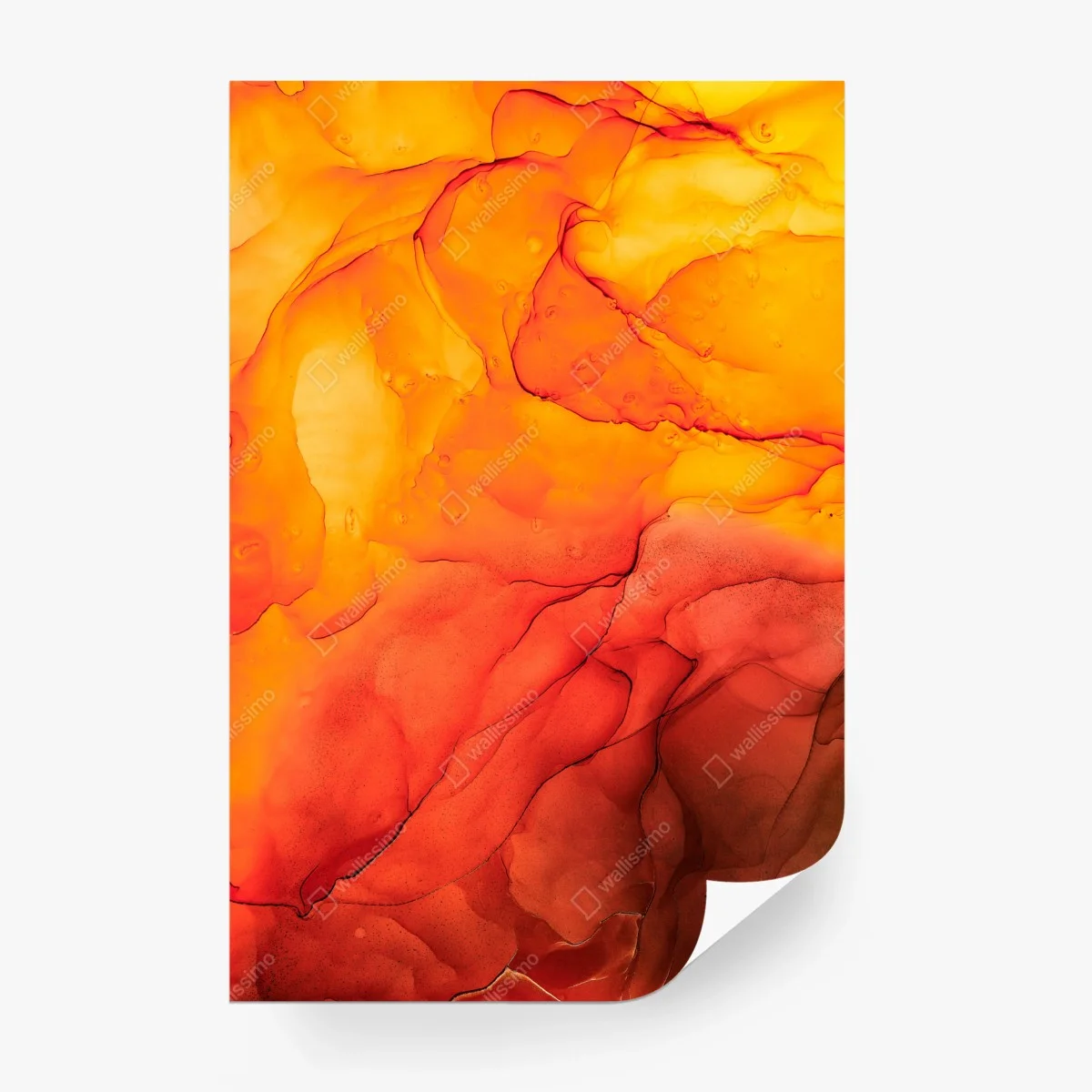 Wall mural vibrant orange alcohol ink abstract ⁕ Wallissimo®