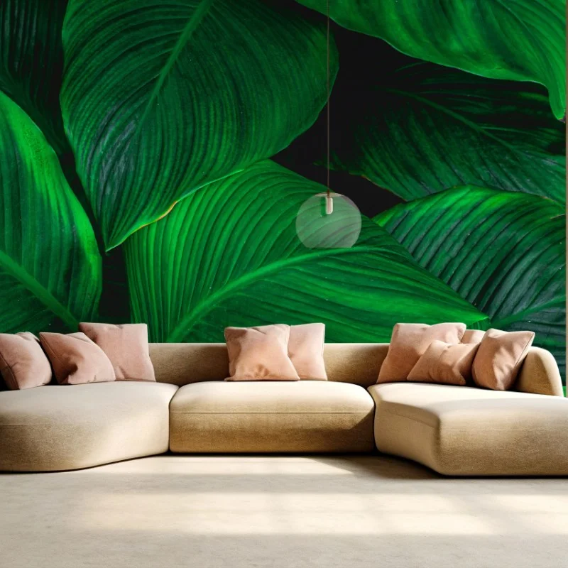 Wall mural lush tropical leaves wall art