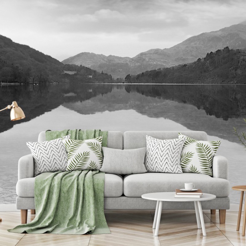 Wall mural serene mountain lake reflection