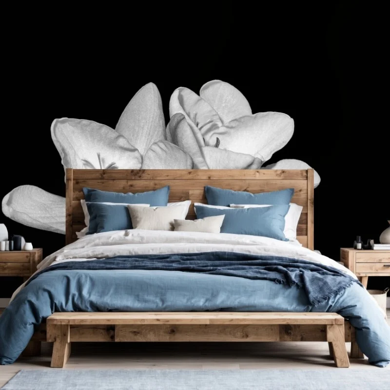 Wall mural elegant monochrome freesia bloom