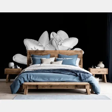 Wall mural elegant monochrome freesia bloom • Wallissimo®