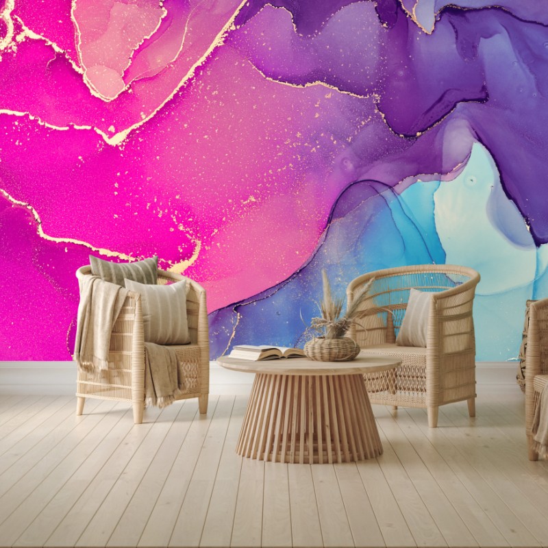 Wall mural vibrant marble alcohol ink composition