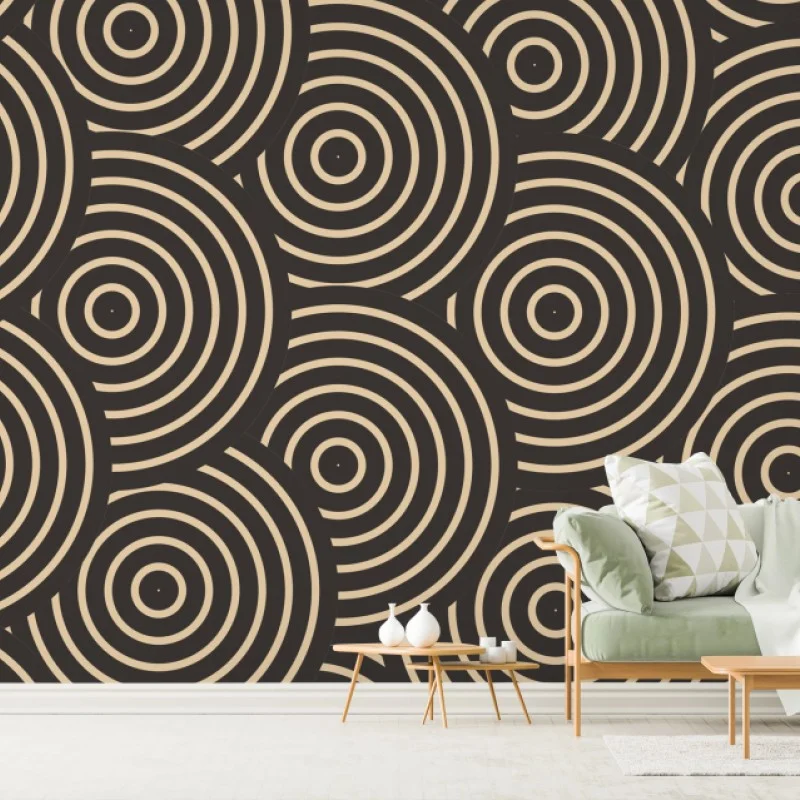 Wall mural retro concentric circles pattern