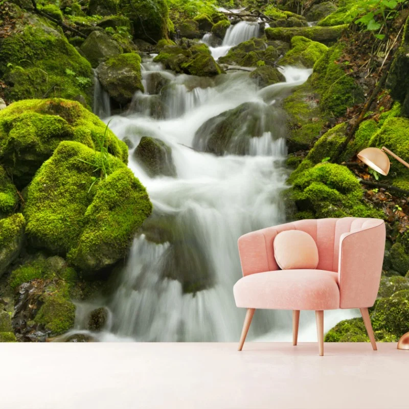 Wall mural lush mossy waterfall in Slovenský Raj