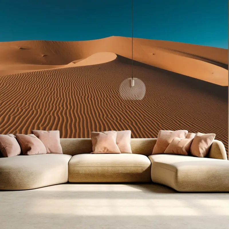 Wall mural golden sand dunes under deep blue sky