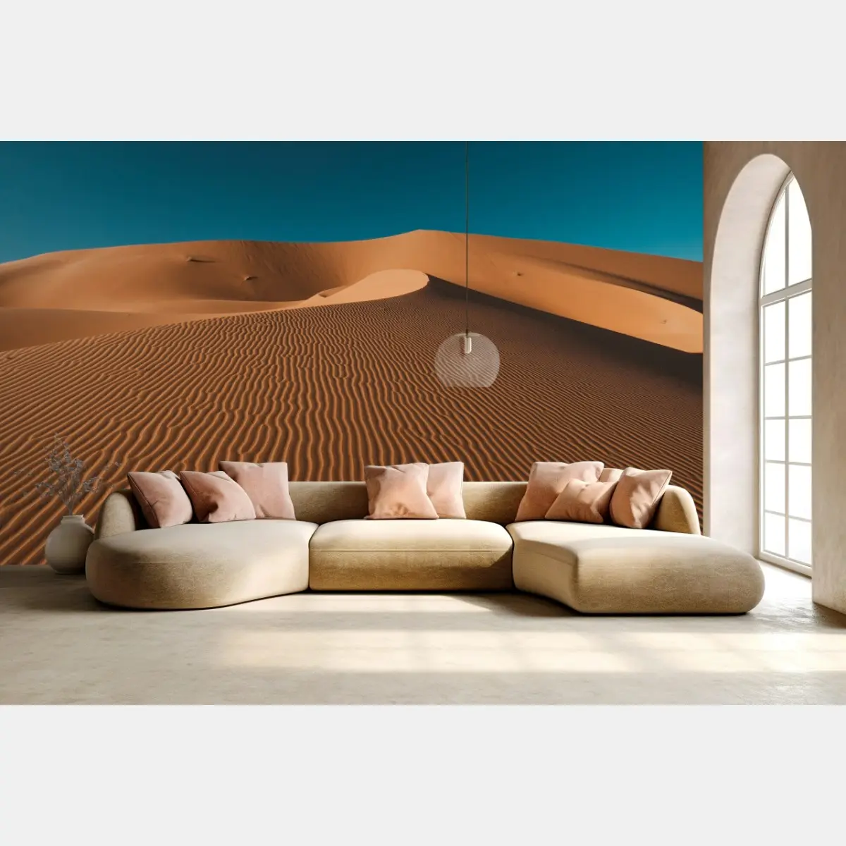 Wall mural golden sand dunes under deep blue sky • Wallissimo®
