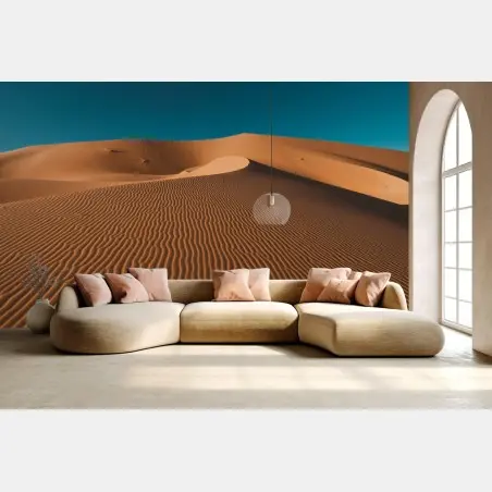 Wall mural golden sand dunes under deep blue sky • Wallissimo®