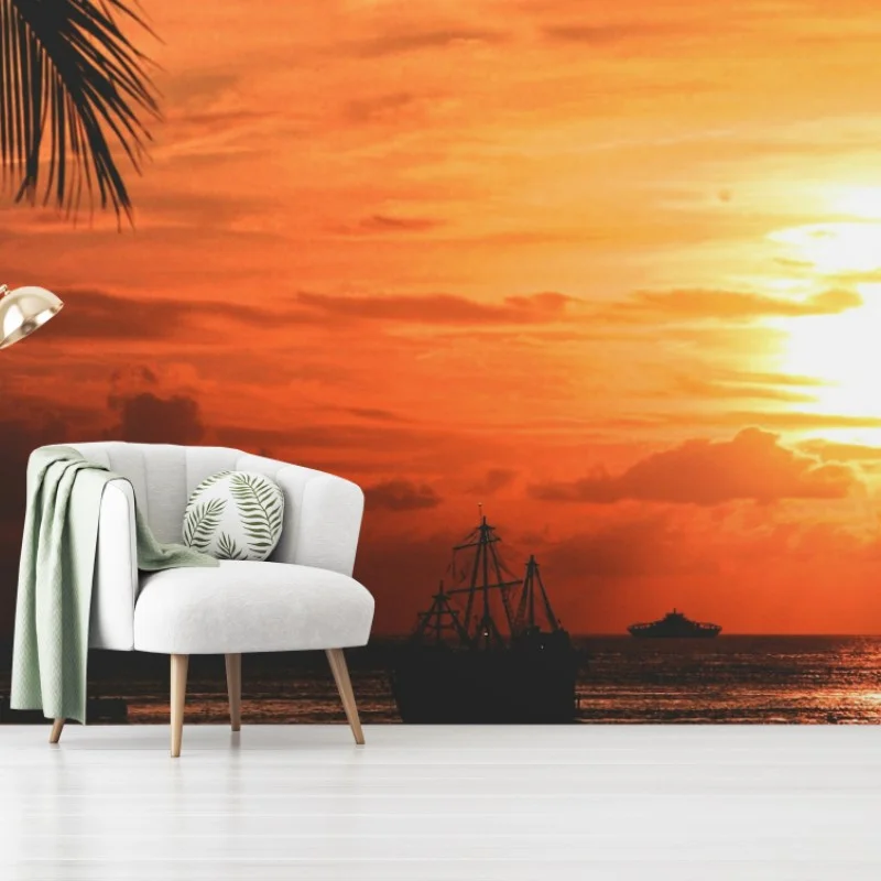 Wall mural tropical sunset at the beach