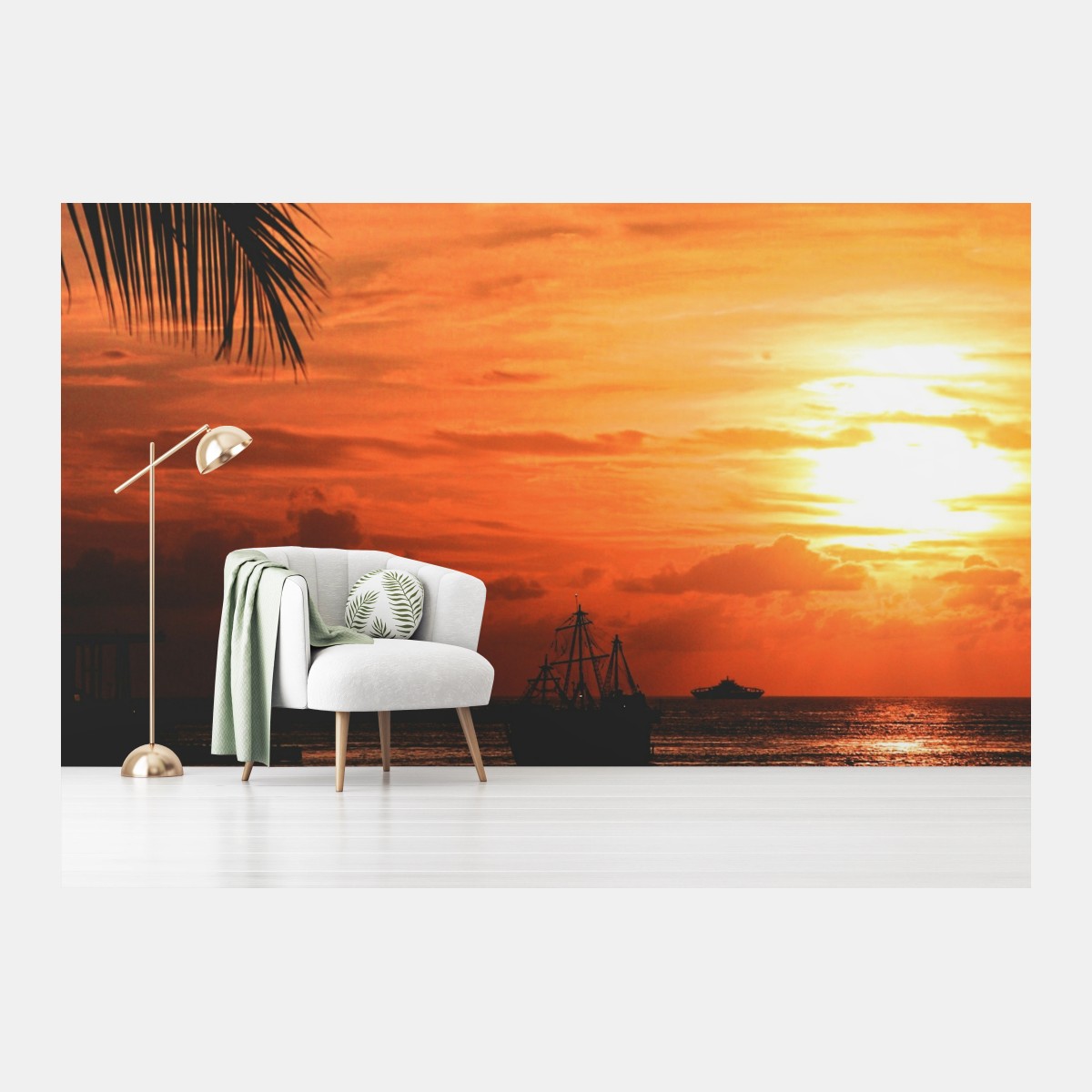 Wall mural tropical sunset at the beach • Wallissimo®