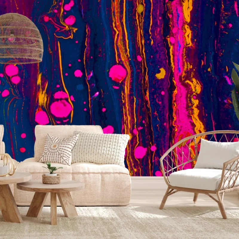 Wall mural neon marbled abstract wall art