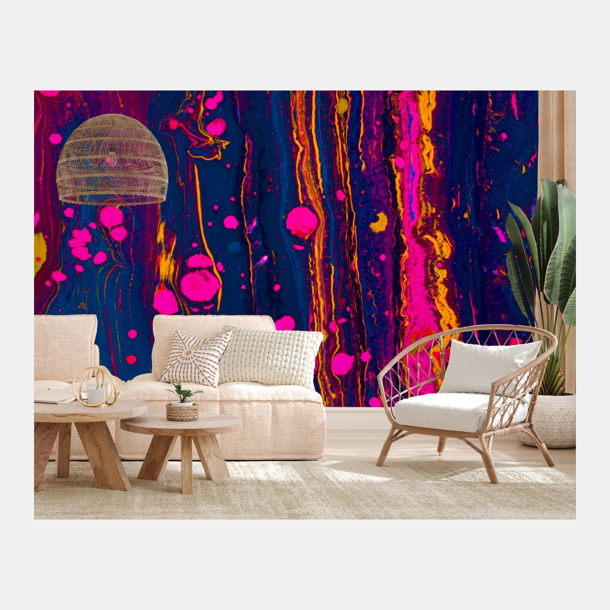 Wall mural neon marbled abstract wall art • Wallissimo®