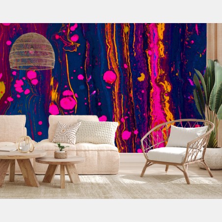 Wall mural neon marbled abstract wall art • Wallissimo®