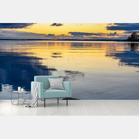 Wall mural serene coastal sunset reflection • Wallissimo®