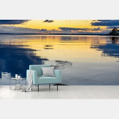 Wall mural serene coastal sunset reflection • Wallissimo®